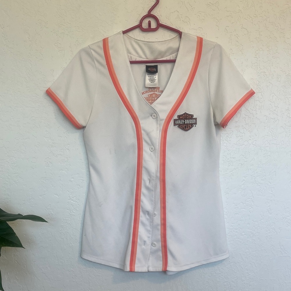 Harley-Davidson White Jersey with Orange Trim